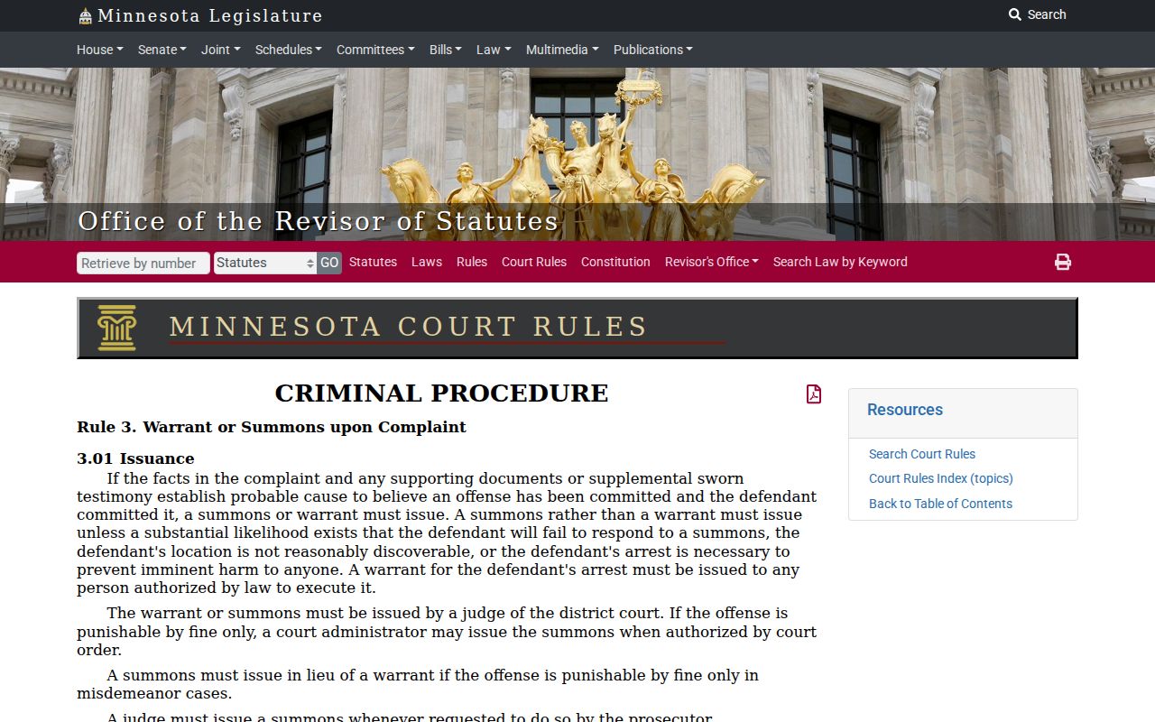 Beltrami County warrant records: Minnesota criminal rule text on warrant issuance