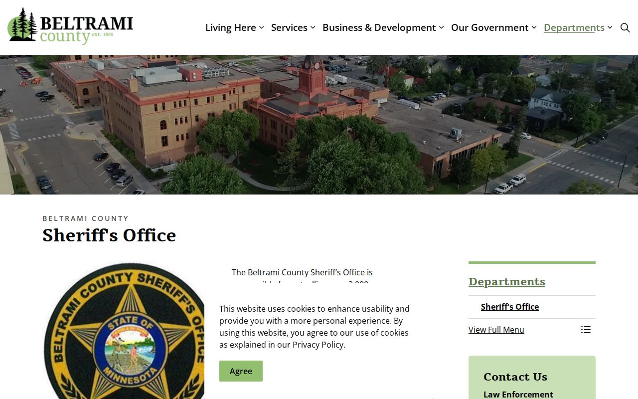 Beltrami County warrant records: sheriff office page for warrant service and records