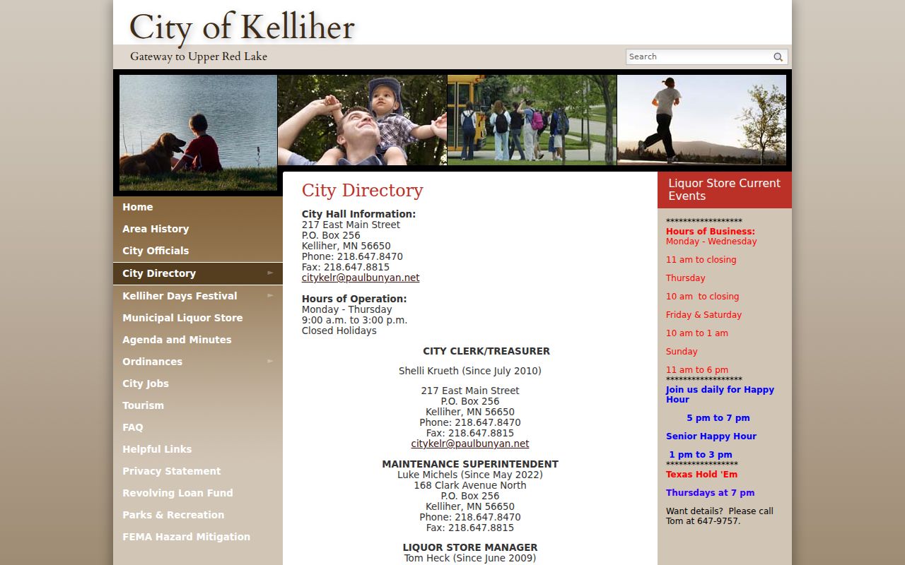 Kelliher warrant records: Kelliher City Hall contact and hours page